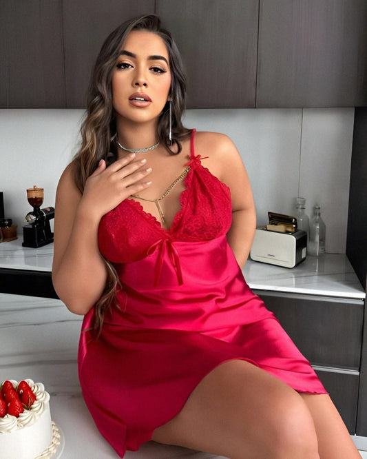 Fantazi Saten Dantel Detaylı Gecelik