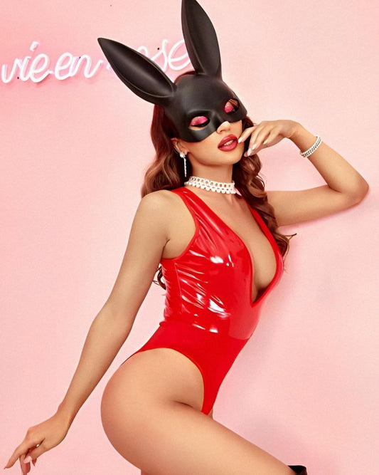 NG Lingerie Lateks Görünümlü Kırmızı Fantazi Body